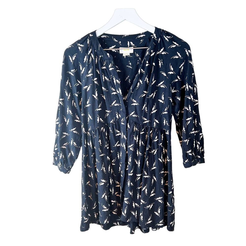 Anthropologie Maeve Butterfly Baby Doll Tunic y2k style Black White XS